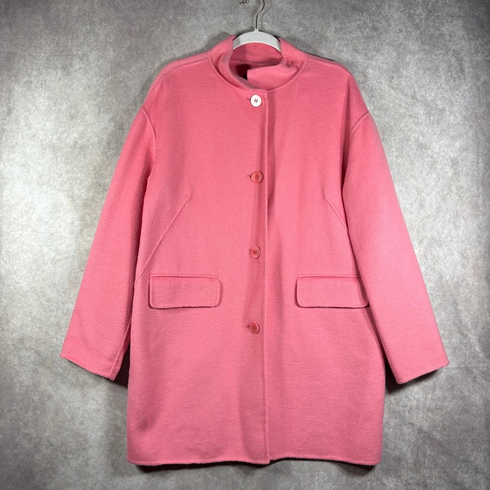 Talbots‎ Cocoon Coat Womens Size 12 Pink Wool Blend Barbiecore Button Front